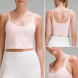 Lululemon Pink Strappy Sports Bra with Sweetheart Neckline Size 6